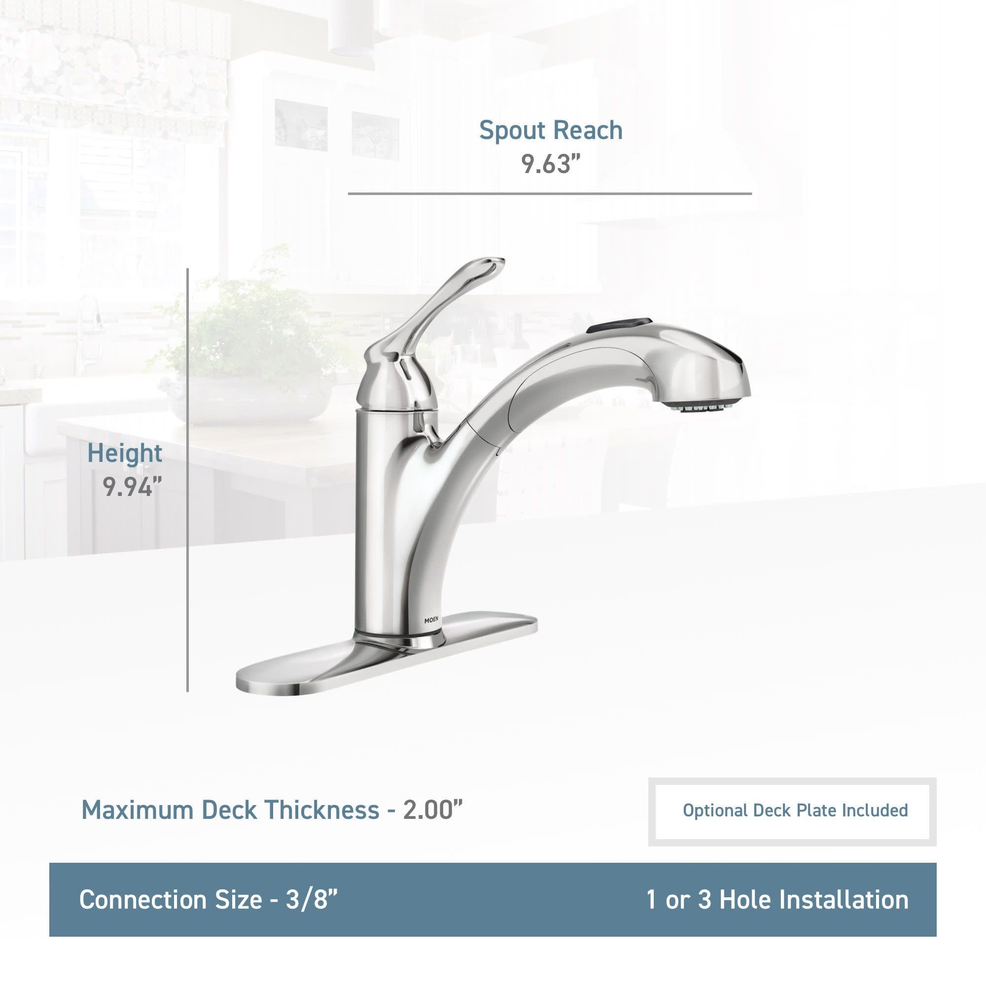 m.s③ Moen 87017 One-Handle Pullout Kitchen Faucet, Chrome - Amazon.com